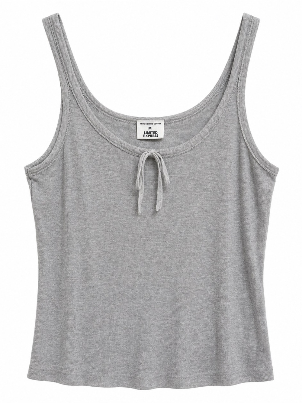 Limited Express Gray 100% Cotton Tie Front Tank Top Medium